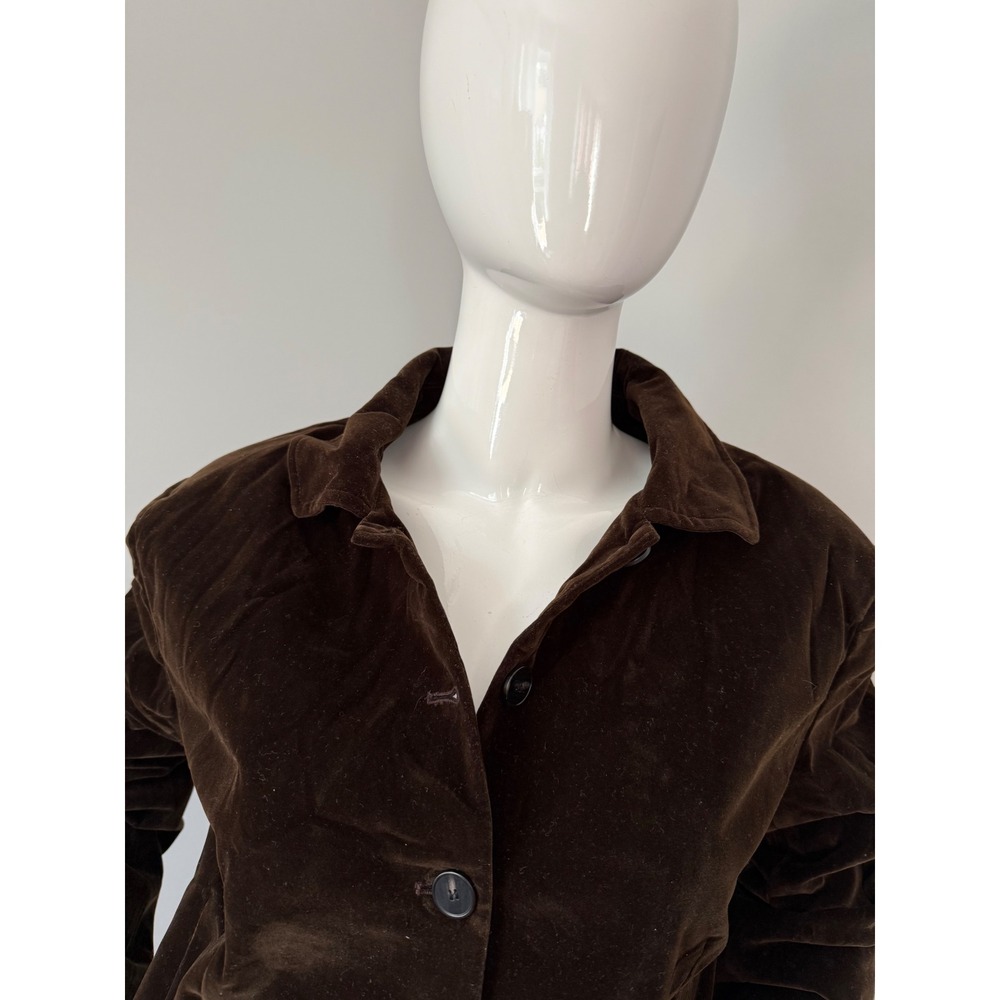 Brown Velvet Cropped‎ Short Blazer Button Down Collared Fitted Retro Style - Picture 4 of 7